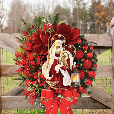 Sacred Christmas Wreath with Lights